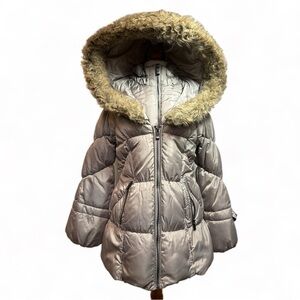 NWOT Hawke & Co Gray Puffer Coat with Faux Fur Collar